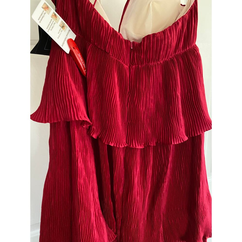 NWT Mac Duggal Red Spaghetti Strap Ruffle Layered Maxi Dress, Sz 4 - Picture 6 of 10